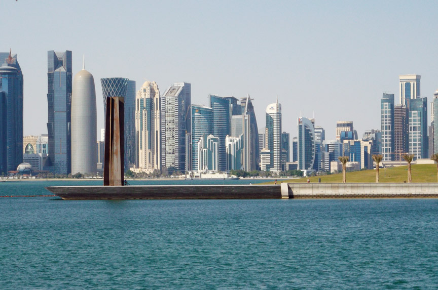 1. Doha skyline in front of the Museum of Islamic Art Park.