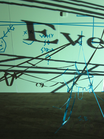 Shapes and messages made by anonymous participants with a fragment of the film Diagram of the Last International (2016).