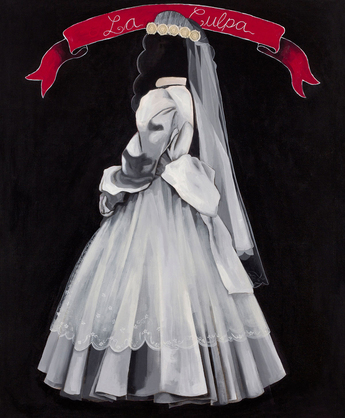 PATSSY HIGUCHI, La Culpa, 2008, acrylic on canvas
150 × 125 cm. Courtesy the artist and Japanese American National Museum, Los Angeles.