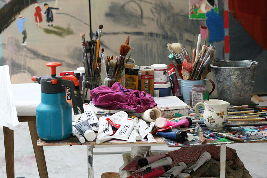 Image of WANG YUPING’s studio. Photo by Elliat Albrecht for ArtAsiaPacific.