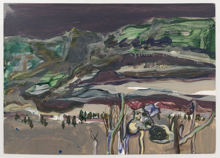 LIN SHAN, Landscape Sketch No. 2 from Album, 2016–18, album with 35 acrylic paintings on paper, 33.5 × 33.5 × 5.5 cm.