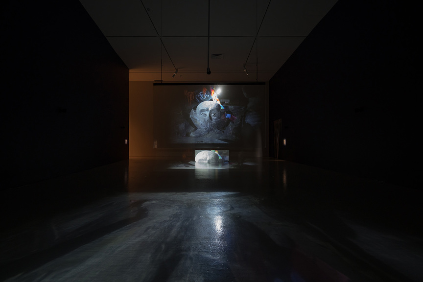 Installation view of APICHATPONG WEERASETHAKUL’s Fireworks (Archives), 2014, single-channel video installation: 6 mins 40 secs, at “Ghosts and Spectres – Shadows of History,” NTU Centre for Contemporary Art Singapore, 2017. Courtesy NTU Centre for Contemporary Art Singapore.