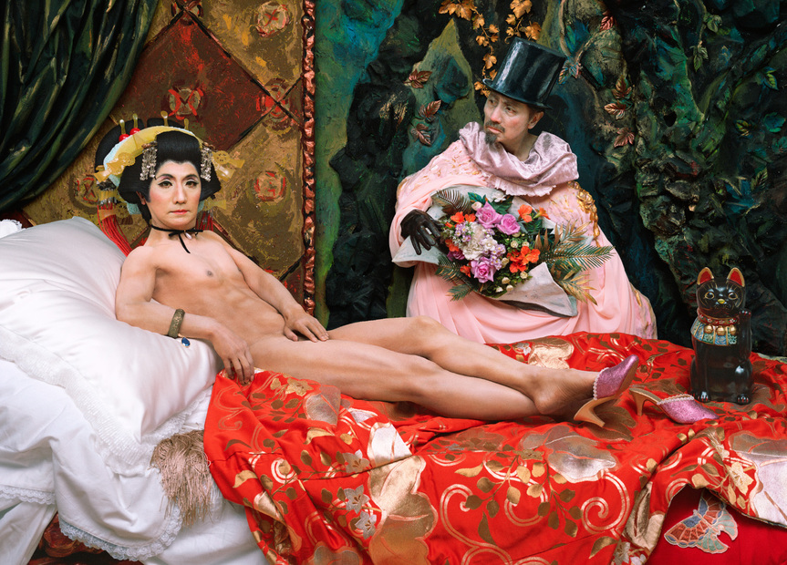 YASUMASA MORIMURA, Une moderne Olympia, 2018, chromogenic print, transparent medium, frame, 210 × 300 cm. Copyright Yasumasa Morimura. Courtesy the artist and Luhring Augustine, New York.