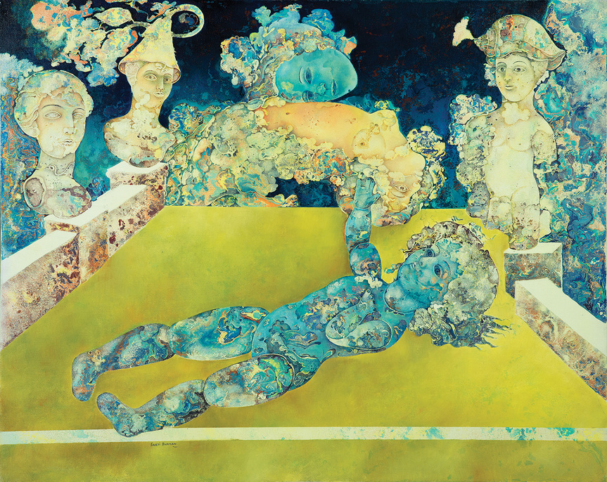 SAKTI BURMAN, Magie de poupée (Doll Magic), 1973, oil on canvas, 79.3 × 98.3 cm.