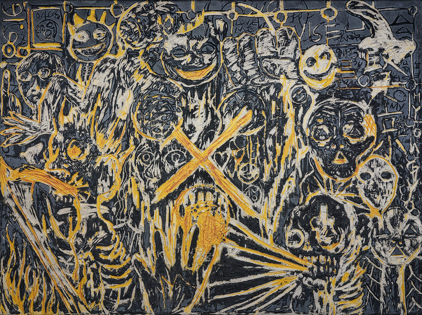 HYON GYON, Inner Voice, 2018, sgraffito, 181 × 241 cm. Courtesy the artist.