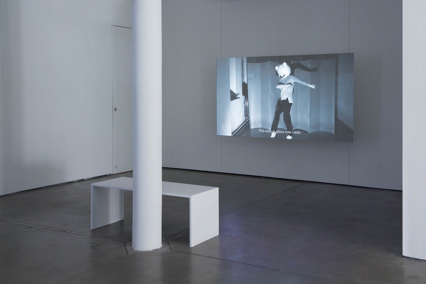 Installation view of SEO YOUNG CHANG’s A Story of a Bear, Who Drowns Forever, Over and Over, 2013, single-channel video: 16 min, at “Off,” Doosan Gallery, New York, 2019. Courtesy Doosan Gallery, New York.