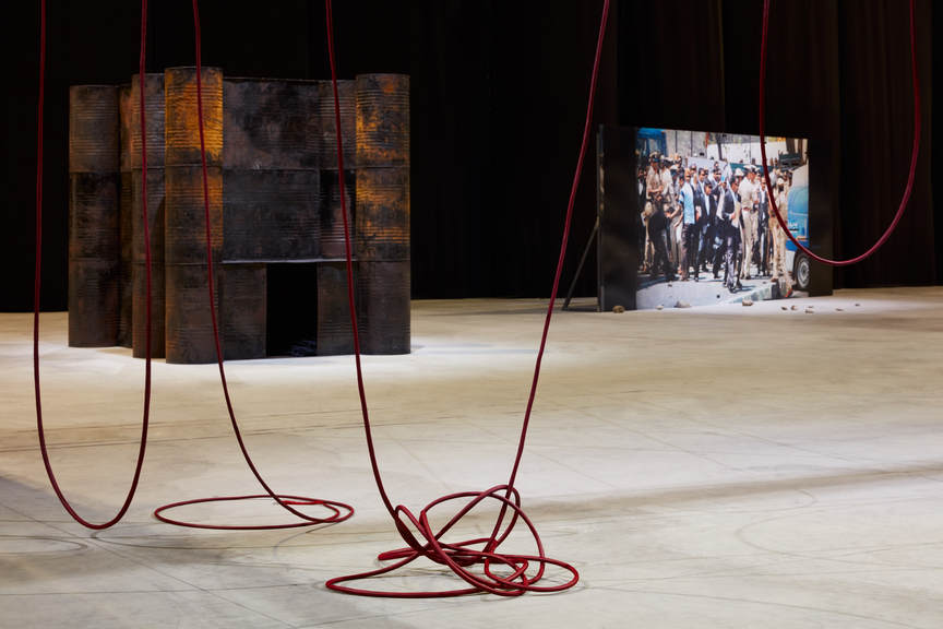 Installation view of SHEELA GOWDA’s “Remains” at Pirelli HangarBicocca, Milan, 2019.