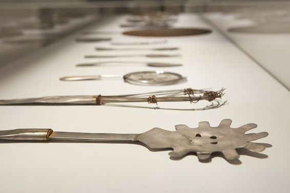 Installation view of SIAH ARMAJANI’s Utensils, 1975, aluminium, various sizes, at "Spaces for the Public. Spaces for Democracy.” NTU Centre for Contemporary Art, Singapore, 2019.