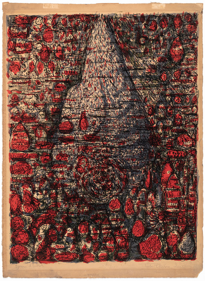 FAHRELNISSA ZEID, Composition in Red and Blue, undated, lithograph on paper, 76 × 56 cm.