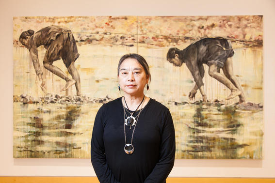 Beijing’s UCCA Center for Contemporary Art has cancelled a solo exhibition of painter HUNG LIU after local authorities rejected their permit application. The artist is pictured in front of Mu Nu (Mother and Daughter) (1997), a painting in the permanent collection of the Kemper Museum of Contemporary Art, Kansas City. Photo by Paul Andrews. Courtesy Kemper Museum of Contemporary Art.