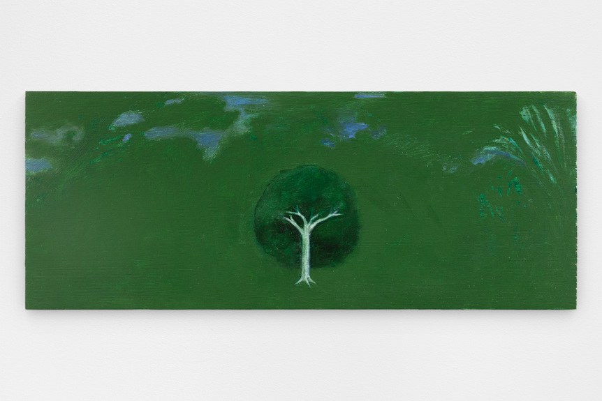 BROOK HSU, Tree in a Landscape 1, 2020, oil on wood, 14 × 35.6 cm.